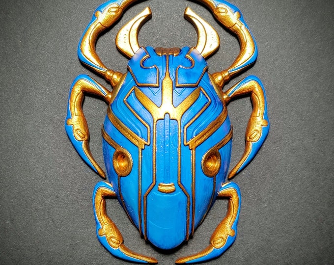 Blue Beetle Sacred Scarab Replica - Hand-Painted, 3D-Printed in Resin, Multiple Versions