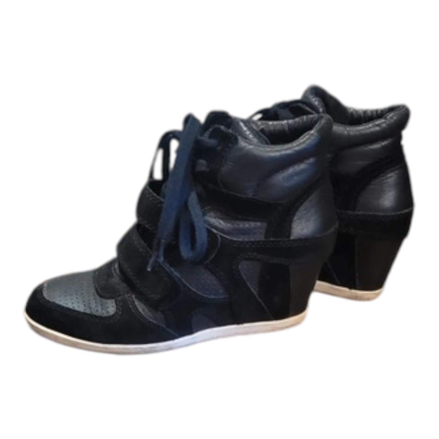 ASH Bowie Wedge Sneakers - Black Suede - Women's