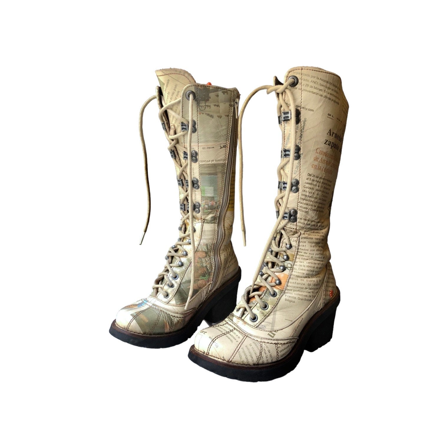 The Art Company Newspaper Lace Up Boots