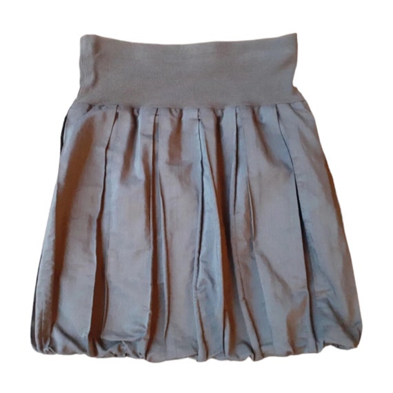 【MEDIA82】 Stripe Ballon skirt (Grey) garment_dyed_silky_cotton_asym