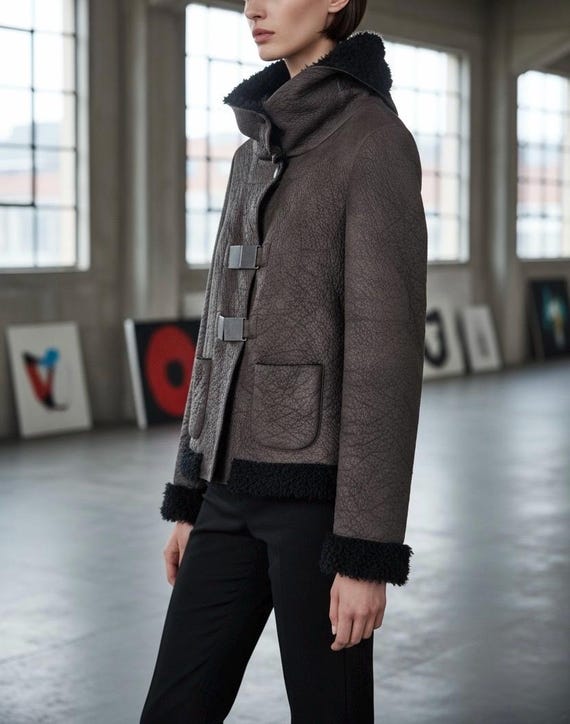The Cop Copine Leather & Furry Jacket - Etsy