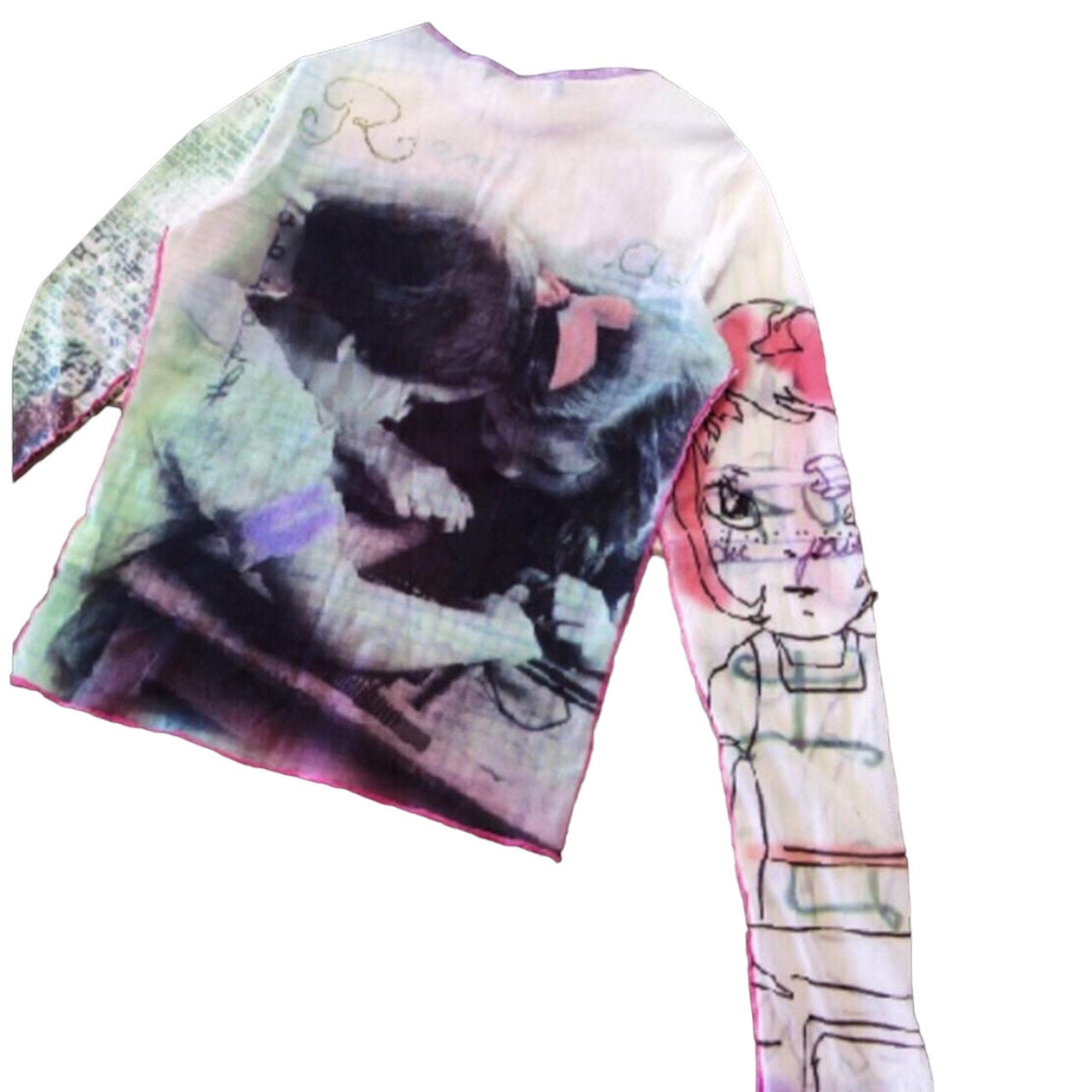 cop. copine アートプリント 長袖トップス The Cop Copine Kids Drawing Mesh Top - Etsy