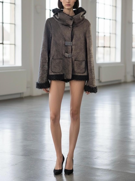 The Cop Copine Leather & Furry Jacket - Etsy