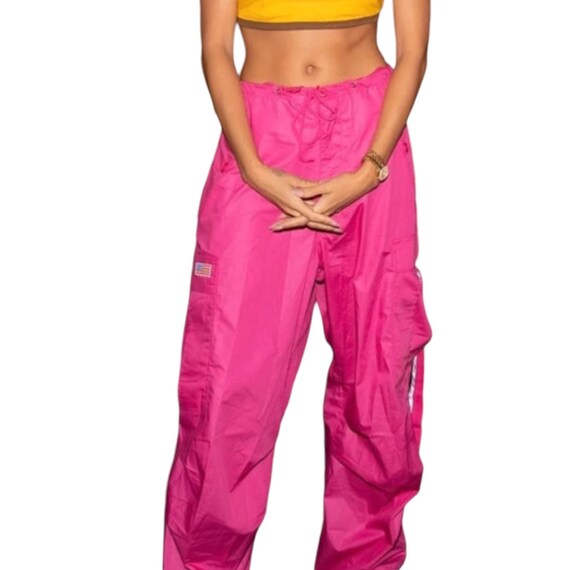 [PAKUA] / ☆ RIBBON BUCKLE CARGO PANTS / PINK Parachute Oversized Cargo Pants 2023 Summer New Sweatpants