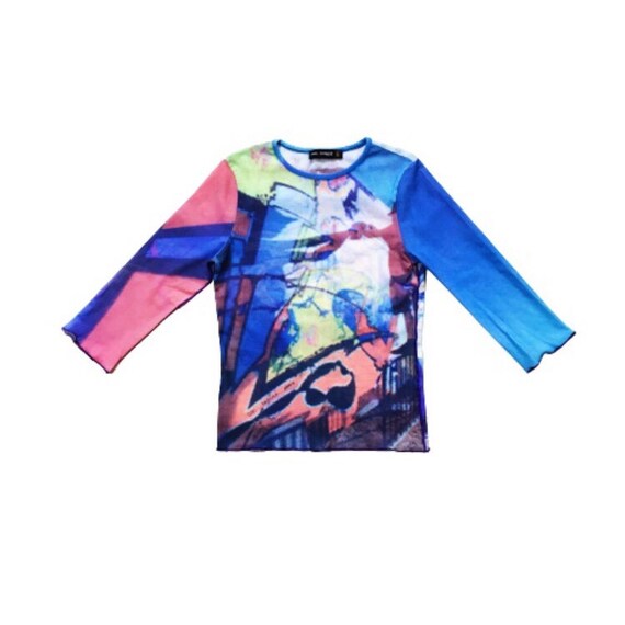 トップス Rare 2000s cop copine Mesh sleeve tee Cop Copine Mesh Top, Rare Cop Copine, Vintage Mesh Top