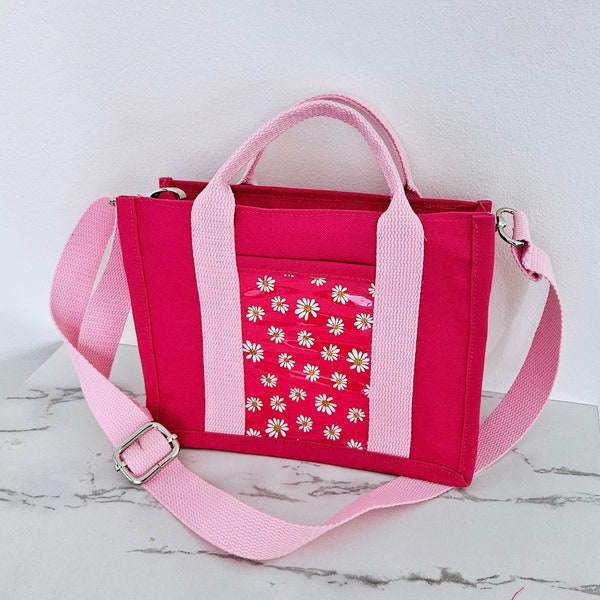 Hot Mini Pink Tote Bag for Kids, Sunflower Crossbody Bag,Pink Tote Bag for girls,Toddler Crossbody Bag,Handbag for kids,Girls Party Bag