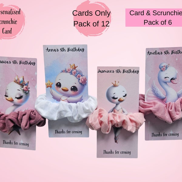 Ballerina Swan Scrunchie Card Holder for Ballerina Party, Children Spa Party favours, Pack of 12 Bunny Themed Party gift