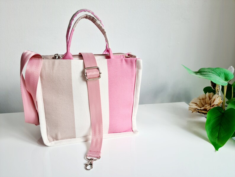 Pink Cross Body Bagmini Tote Bag Zippered Tote Bag With Slip Etsy UK