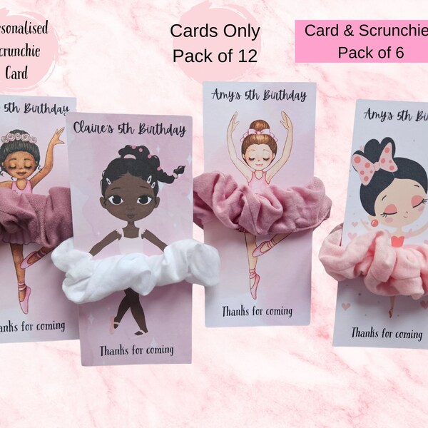 Personalised Ballerina Princess Scrunchie Card Holder for Ballerina Party, Children Spa Party favours, Pack of 12 Princess Themed Party gift