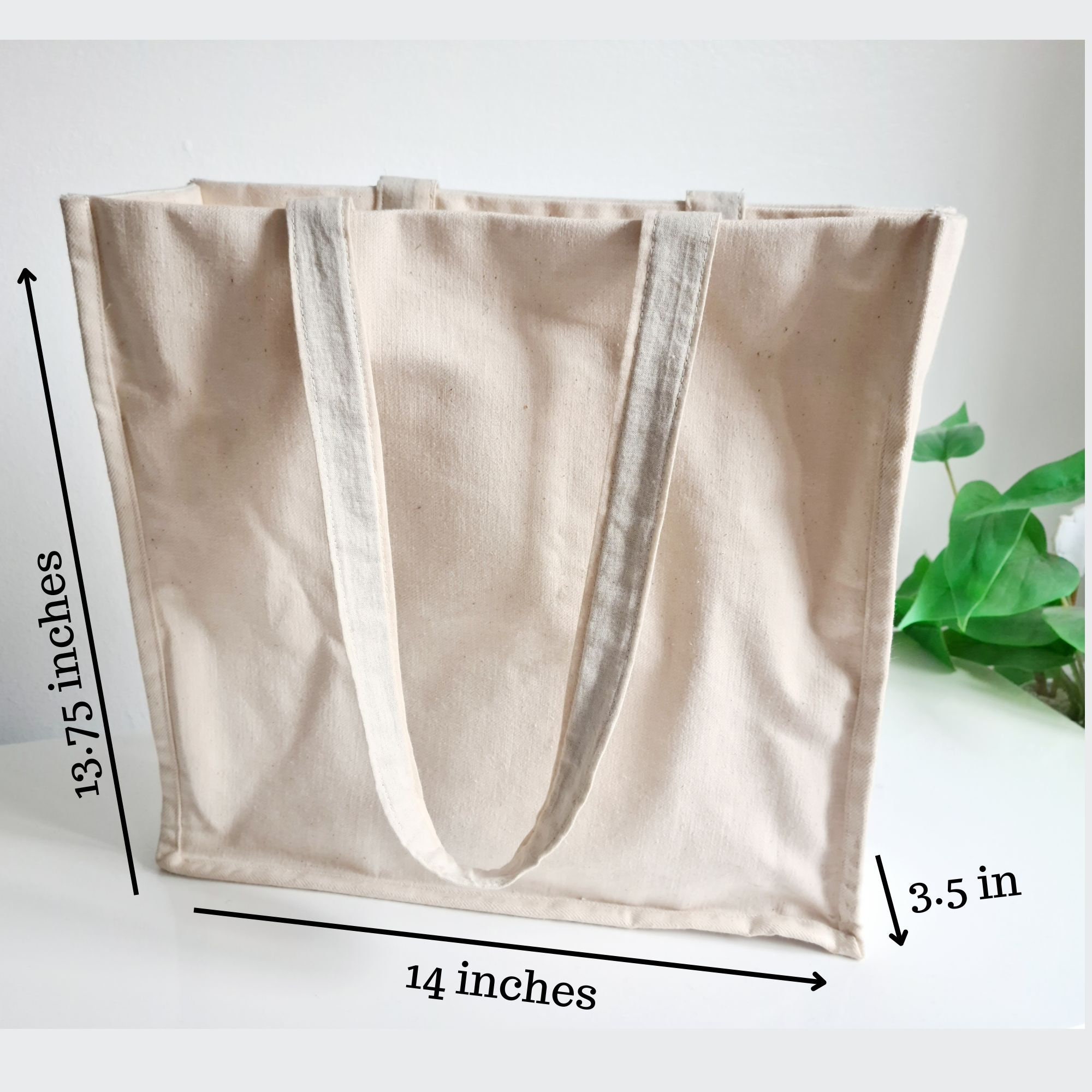 Slim Medium Sized Tote Bag, Book Tote Bag, Canvas Tote Bag, Holiday Bag