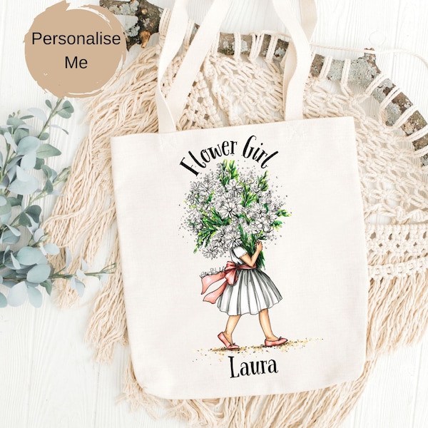 Personalised Will you be my Flower Girl Tote Bag, Thank you for being my flower girl Tote Bag, Flower Girl thank you Tote Bag