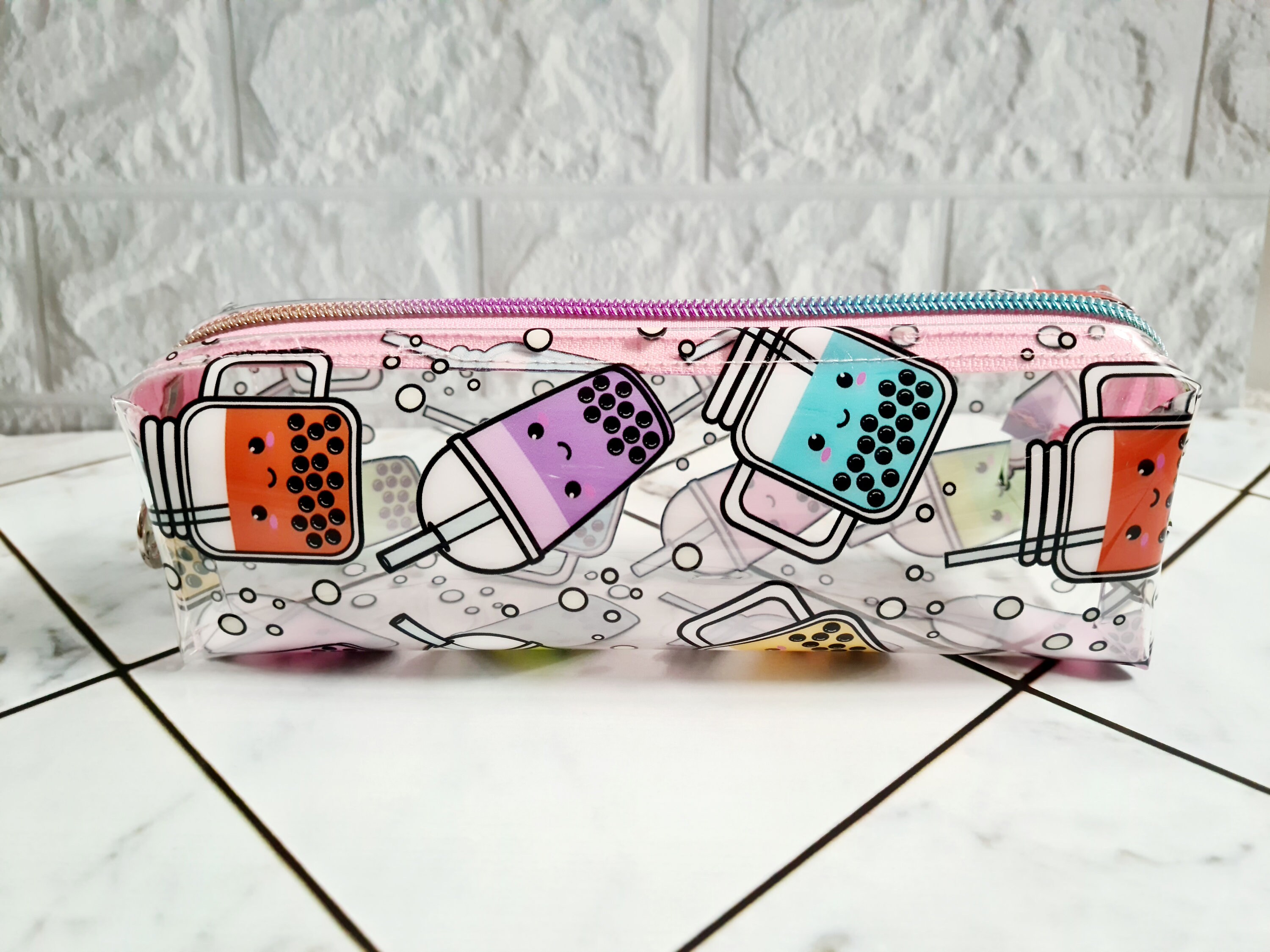 Clear Bubble Tea Pencil Case, Clear Pouch Pencil Case, See Through