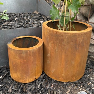 Mid Century Round Metal Planters