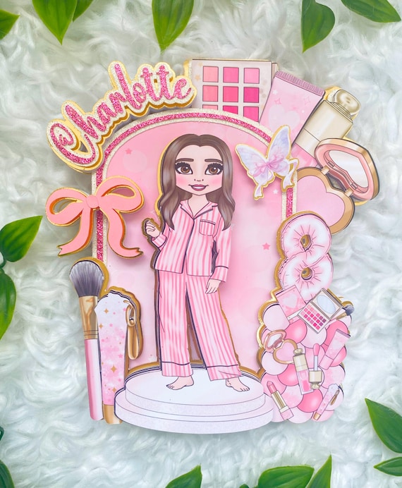 Makeup Girl Cake Topper: Personalised Spa Pamper Party Decor