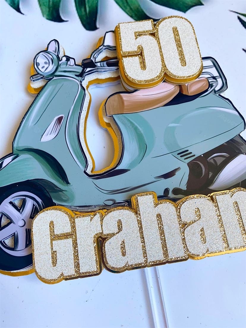 Vespa Scooter Cake Topper Personalised Cake Topper L 3D Etsy UK