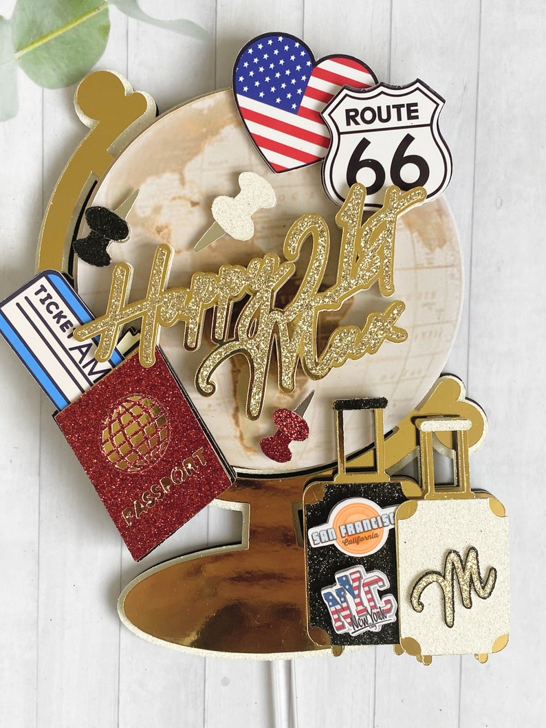 World Globe American Theme Cake Topper- Backpacking- Travel- Holiday ...