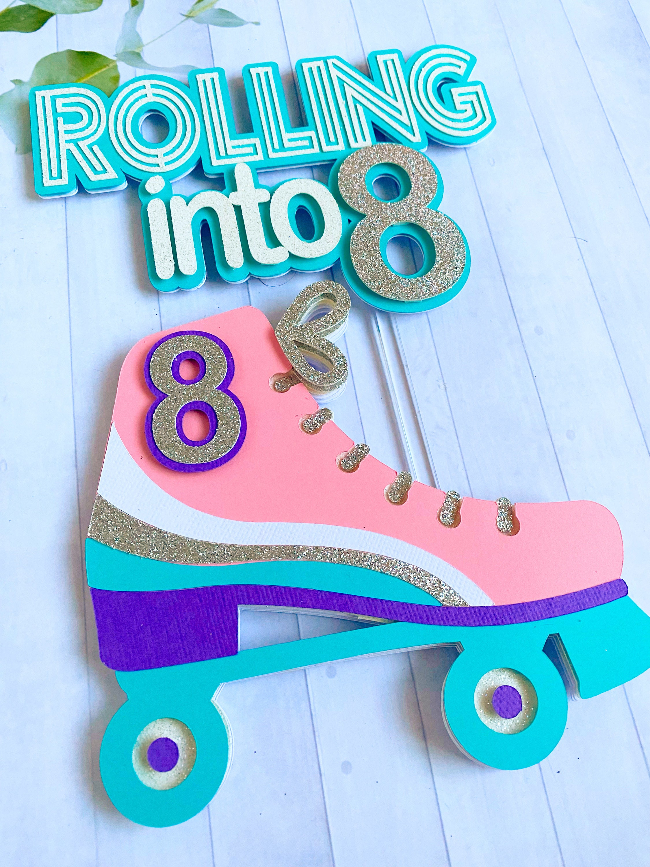 Roller Skate Cake Topper Set Personalised Cake Topper Etsy