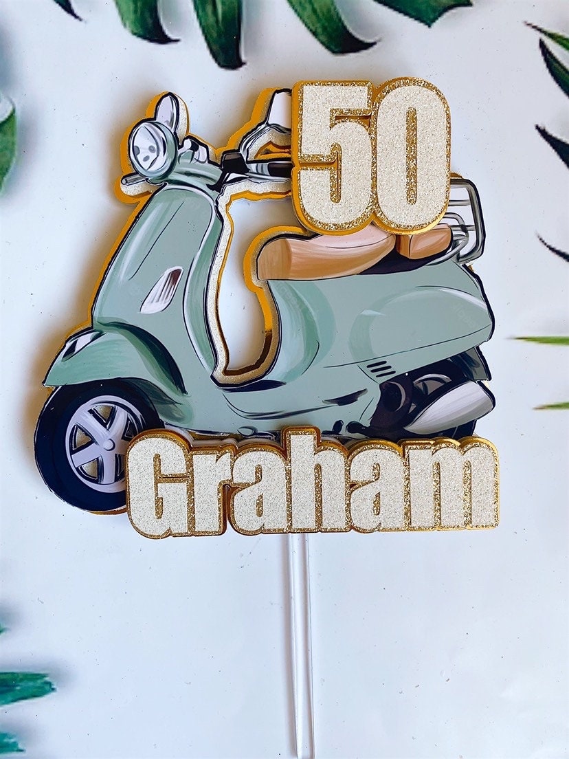 Vespa Scooter Cake Topper Personalised Cake Topper L 3D Etsy UK