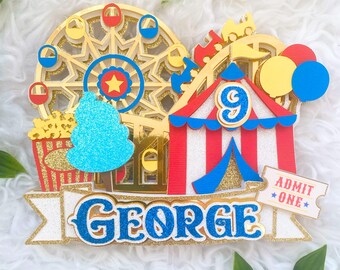 Fairground circus cake topper | rollercoaster cake topper | carnival cake topper | Ferris wheel | fair cake | greatest show man | big top
