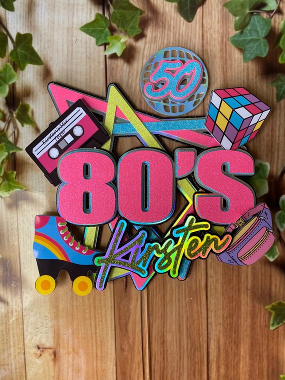 Bike Crank Arms 80s Rock & Roll Happy Birthday Cake Topper | Retro ...