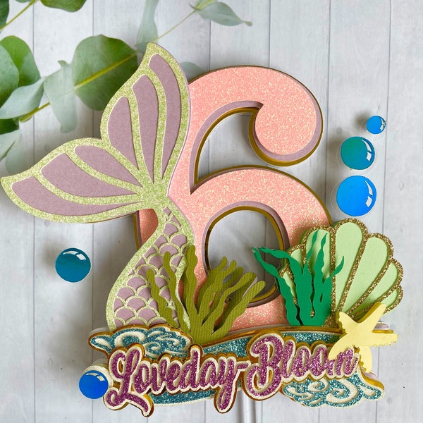 Mermaid under the sea-  tropical cake - mermaid tail topper adult topper kids topper