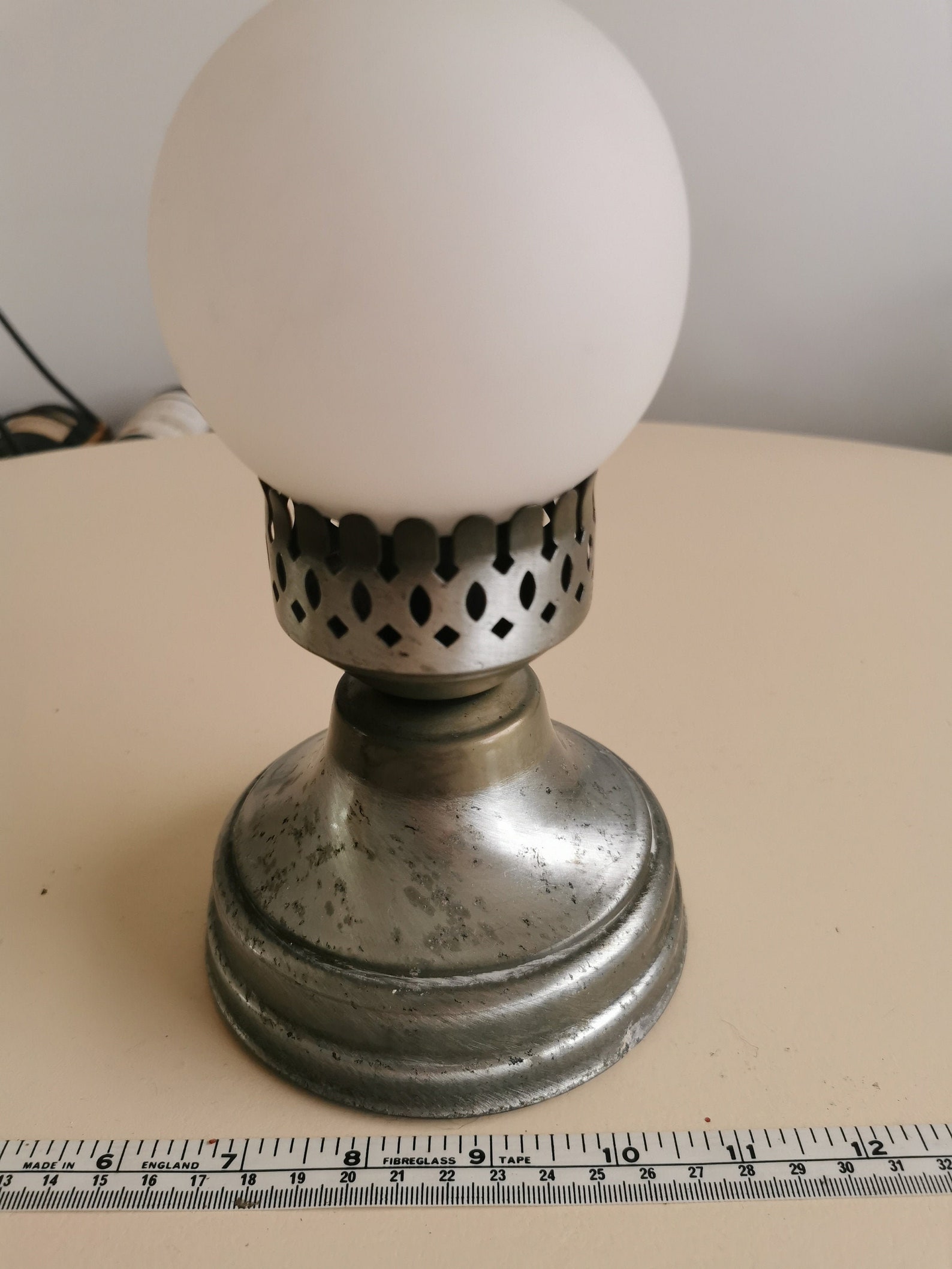 Vintage Paraffin Lamp with Round White Glass Etsy