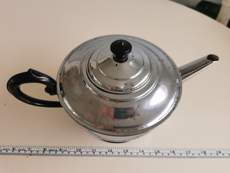 Vintage Art Deco Chrome Teapot Circa 1930's Bakelite Etsy