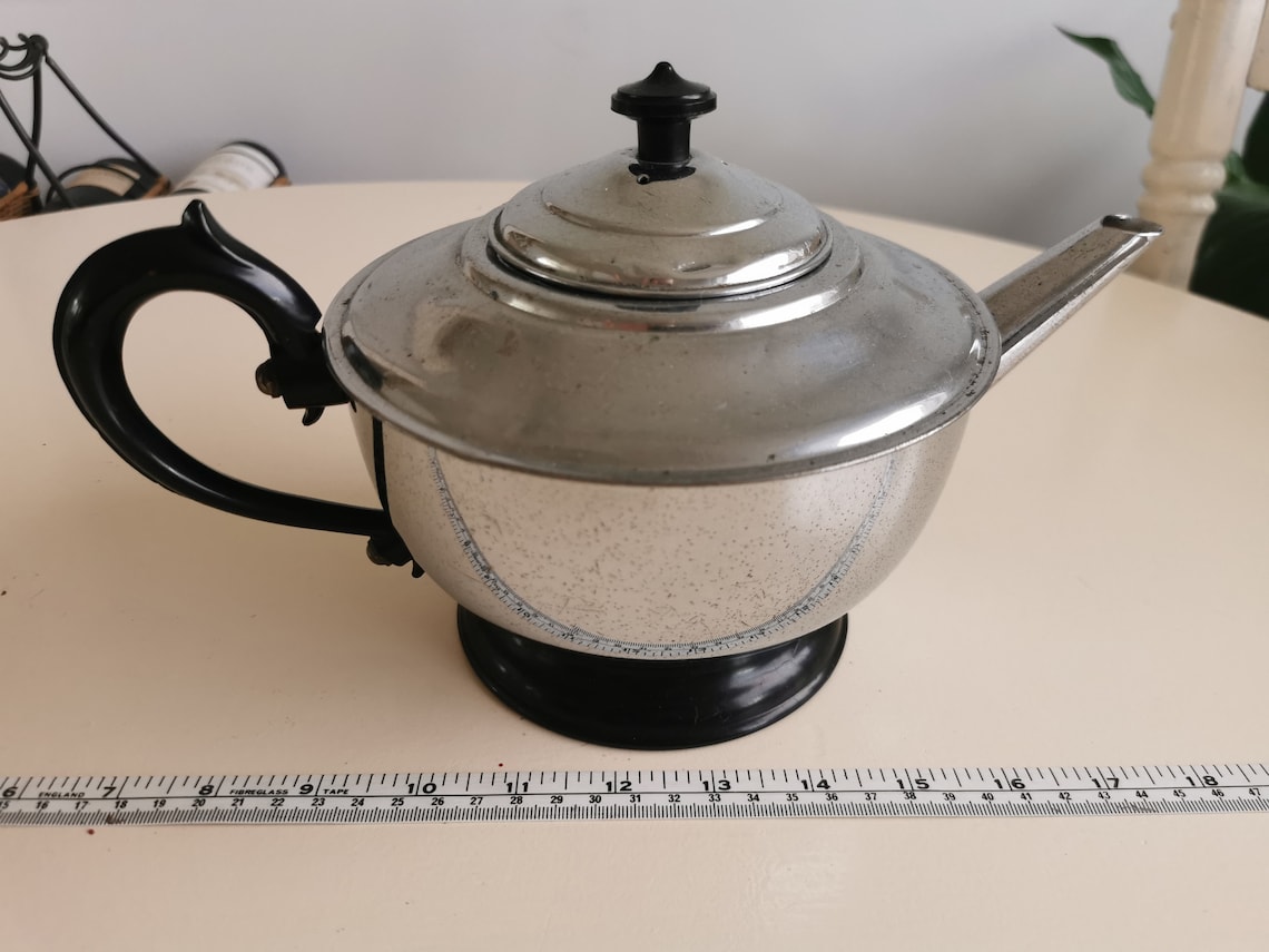 Vintage Art Deco Chrome Teapot Circa 1930's Bakelite Etsy