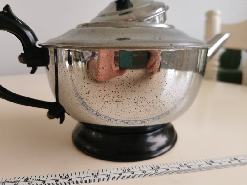 Vintage Art Deco Chrome Teapot Circa 1930's Bakelite Etsy