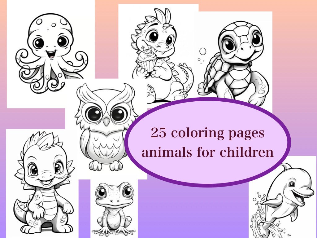 25 Printable Coloring Pages Kids Coloring Pages With Animals 25 Animals ...