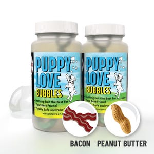 Puppy Love Bubbles 2-Pack: Bacon & Peanut Butter Scented Bubbles For Dogs