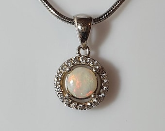 Silver pendant, Australian opal, with gift box