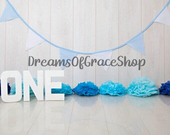Erster Geburtstag Kuchen Smash Fotografie Digital Backdrop Junge Blau