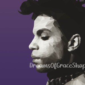 Polygonal Portrait of Prince - High Resolution Digital Download Only - Geometric Artist, Low Poly Art