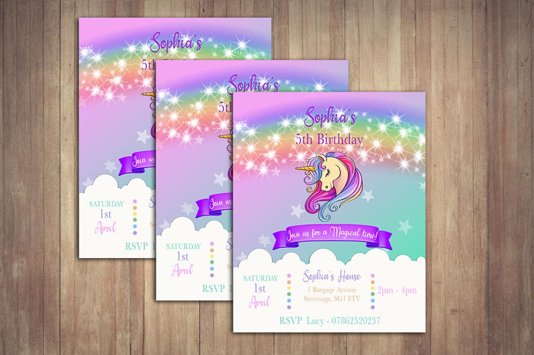 Digital Unicorn Birthday Party Invitations - Etsy