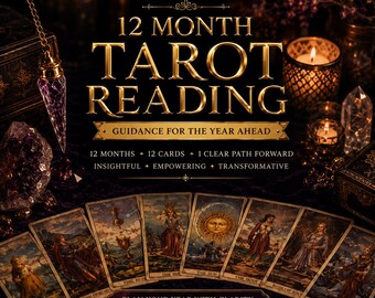 12 Month Tarot Reading, Detailed Year Ahead Predictions, Life Love Career Insight
