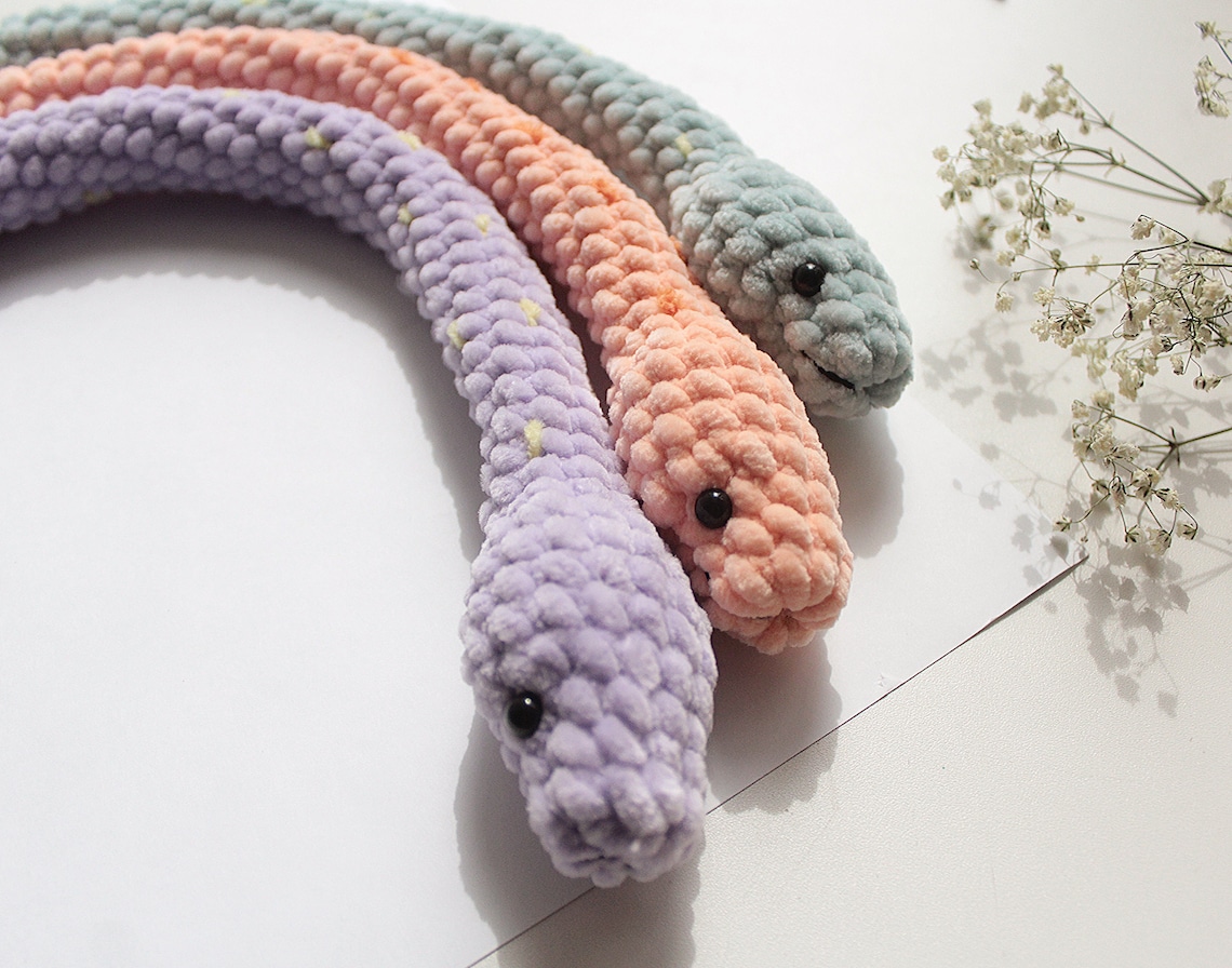 Plush cute snake crocheted funny toy and good friend Etsy