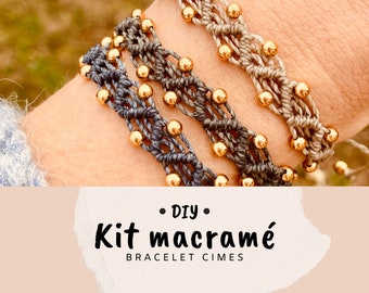 Kit bracelet micro-macramé débutant avec perles - Kit DIY matériel bricolage et tutoriel