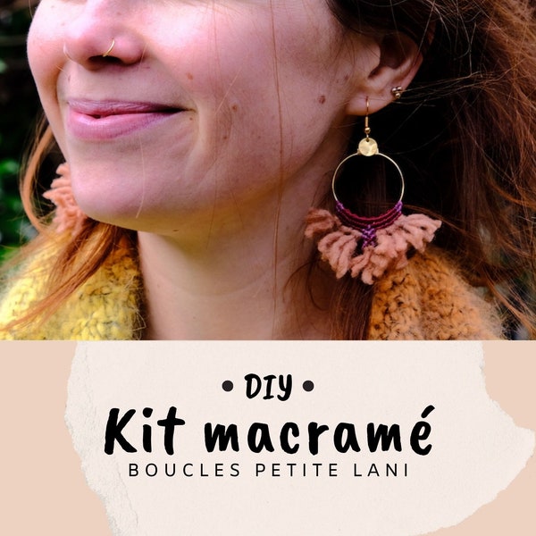 KIT inédit + tuto fabrication bijoux micro-macramé DIY - boucles d'oreilles tissées - kit création bijou avec laine