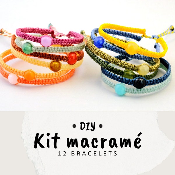 KIT DIY micro-macramé - tuto 12 bracelets DÉBUTANT - vidéo tutoriel et matériel pour fabrication de bijoux - idée cadeau