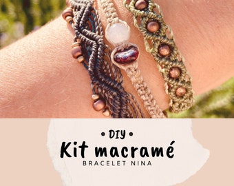 kit bracelet manchette en micro-macramé - Tuto DIY et bricolage - kit et vidéo tutoriel pour fabrication de bijoux avec perles