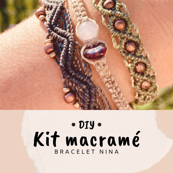 kit bracelet manchette en micro-macramé - Tuto DIY et bricolage - kit et vidéo tutoriel pour fabrication de bijoux avec perles