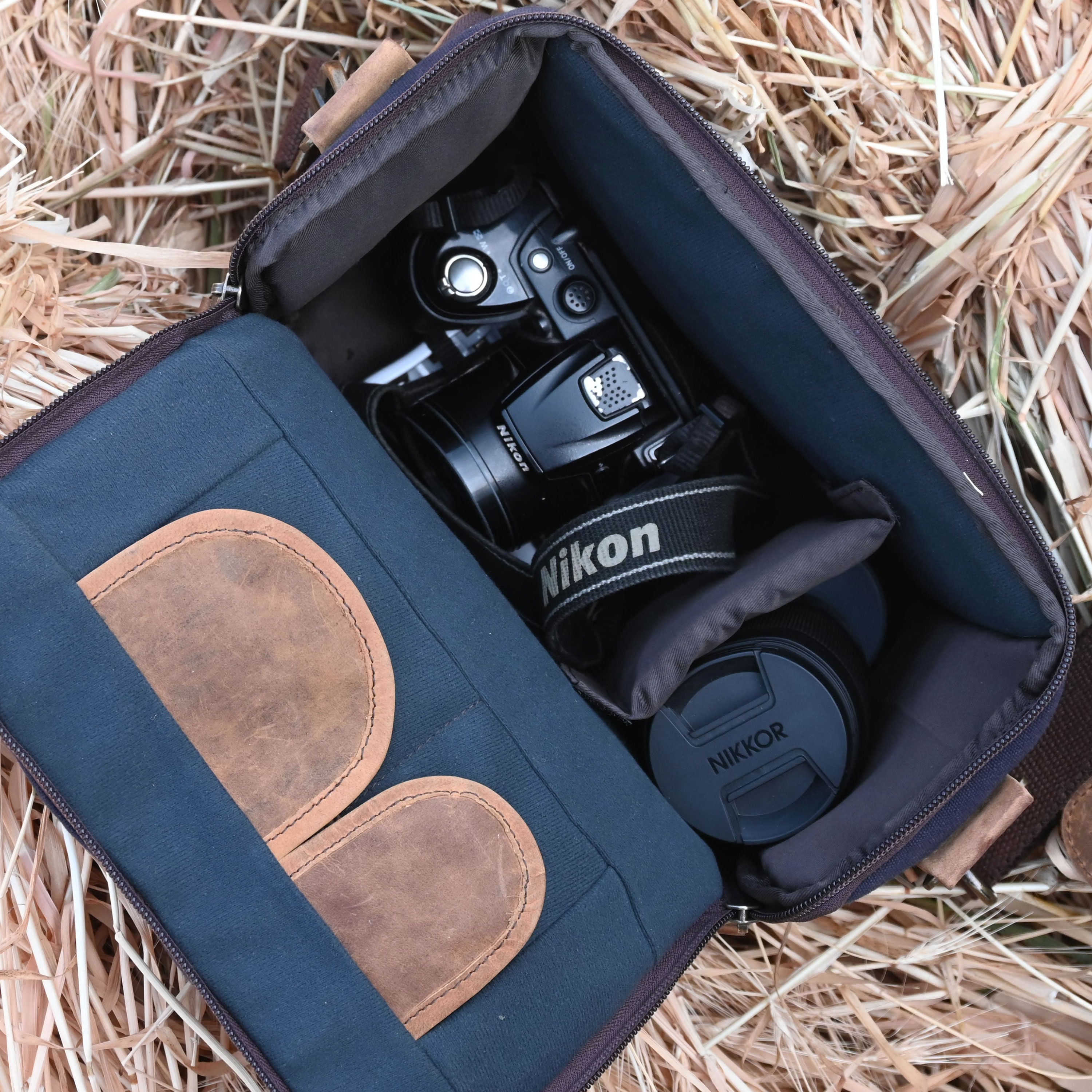Handmade Leather and Canvas Camera Bag for DSLR Cameras, Camera Satchel Bag, Vintage Shoulder