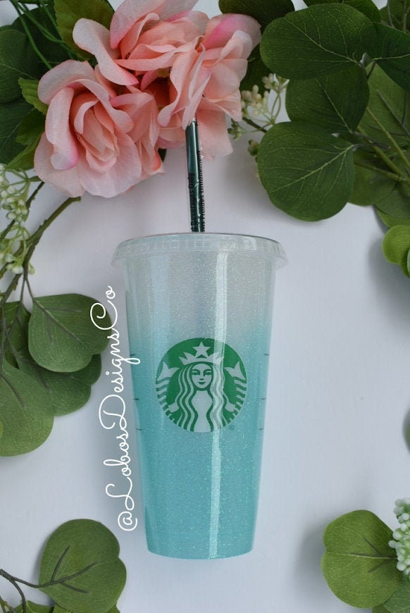 BluetoWhite Ombre Starbucks Cold Cup Venti Ombre Tumbler Etsy