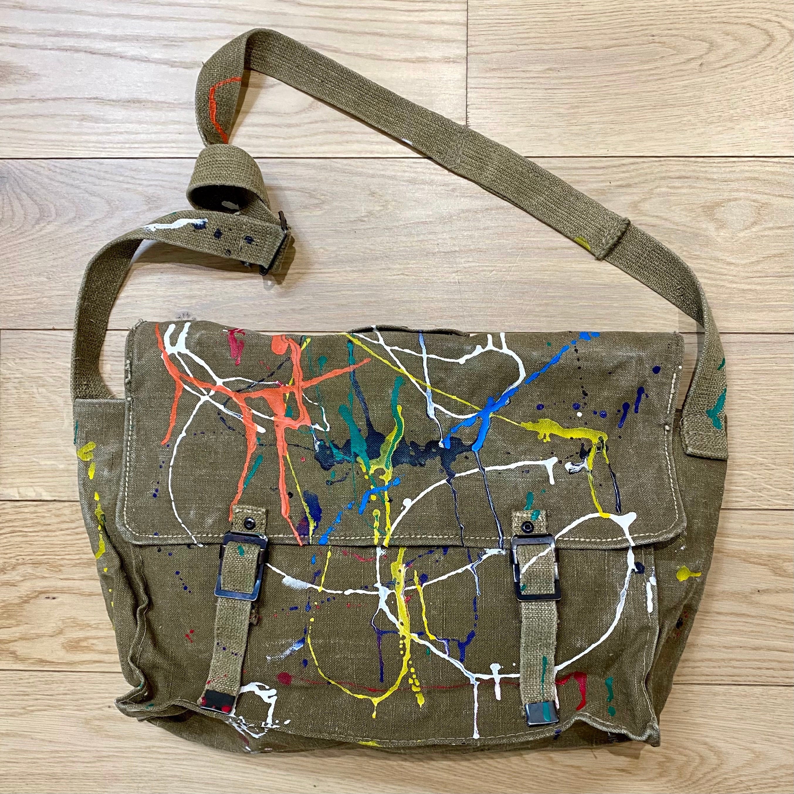 Vintage Military Bag, HAND PAINTED, Customized Military Bag