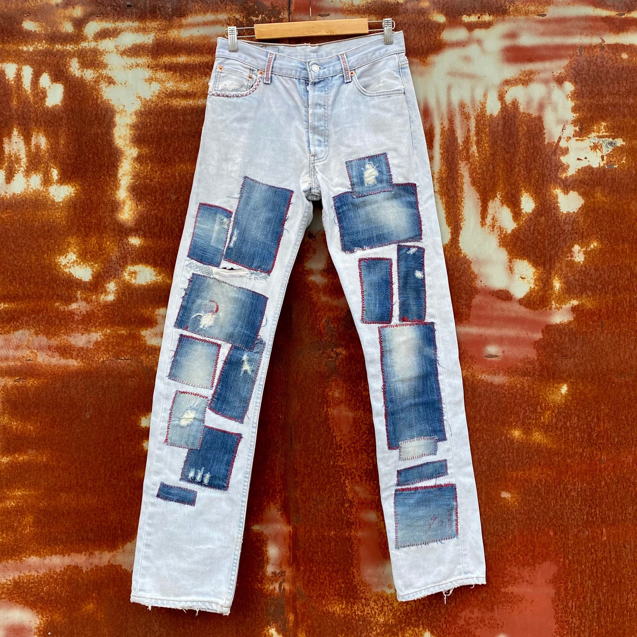 Levi's 501 W30 L34 Customized Jeans Patchwork Jeans | Etsy Ireland