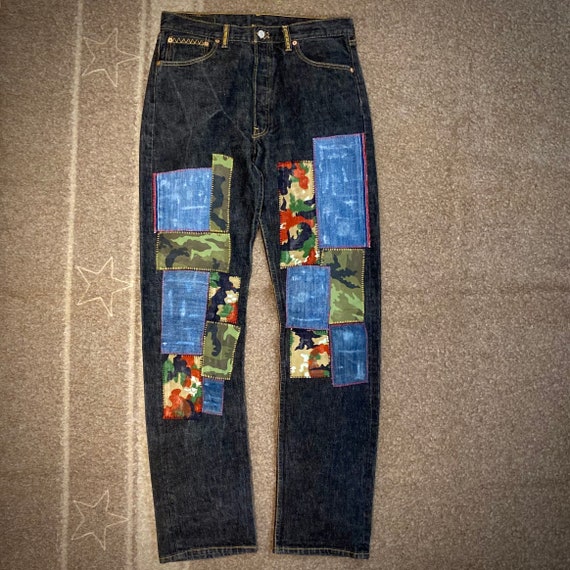 geweer hoe te gebruiken Gezond Levi's 501 W34 L36 Customized Jeans Patchwork Jeans - Etsy