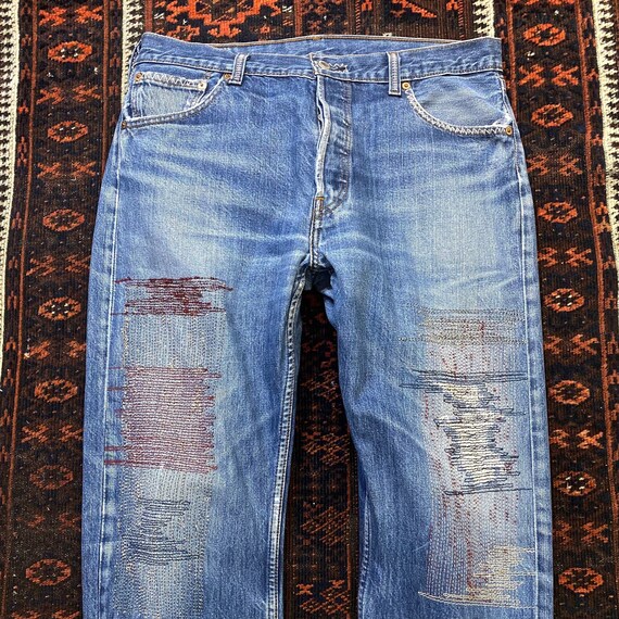 Levi's 501 W36 L30 Distressed Jeans Customized Jeans | Etsy