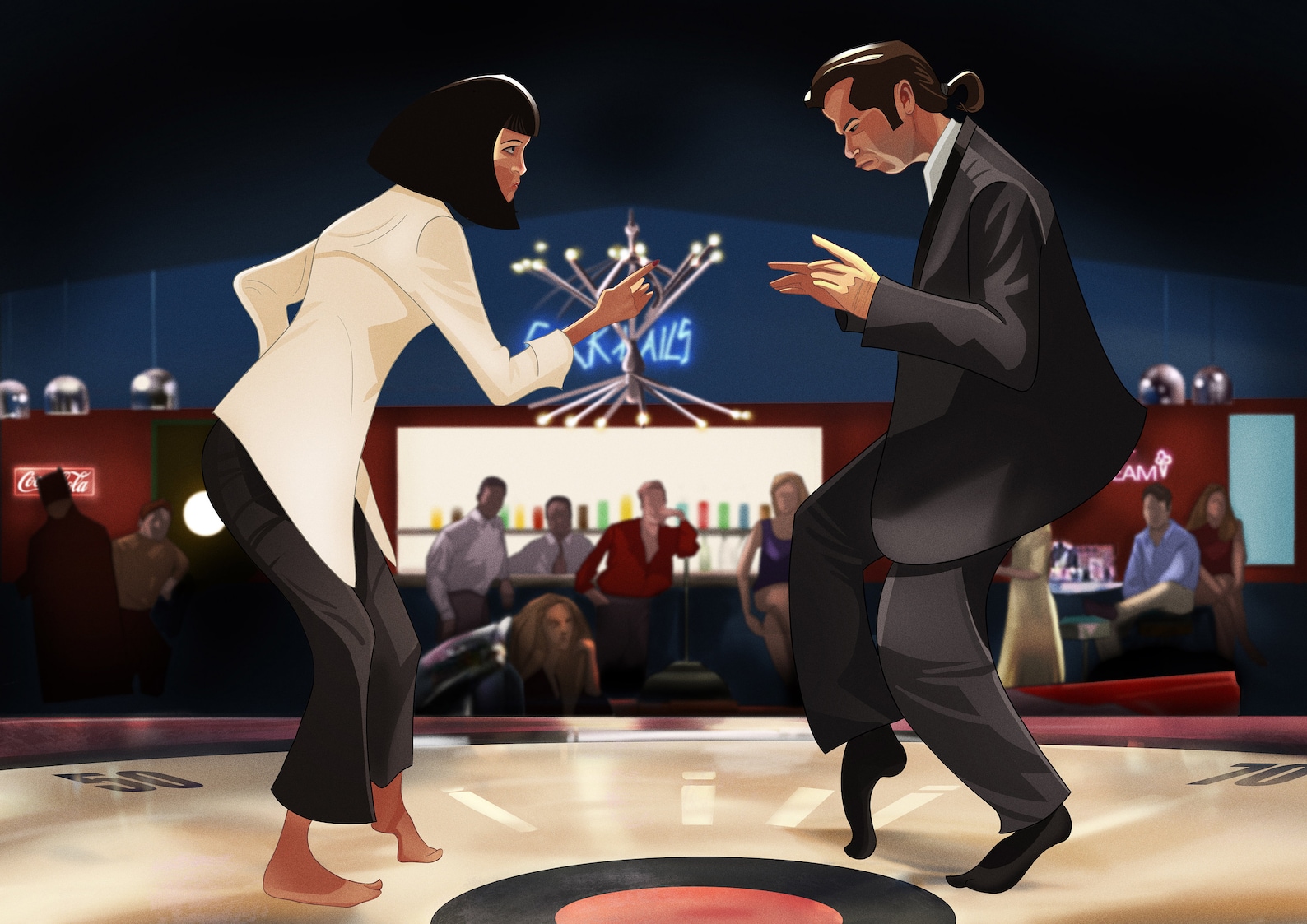 Mia Wallace and Vincent Vega Pulp Fiction Matta Poster Size Etsy UK Mia Wallace and Vincent Vega Pulp Fiction Matta Poster Size Etsy UK