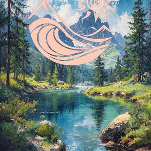 Mountain Scene Vinyl Decal | Water Bottle Decal | Car Window Decal | Laptop Decal